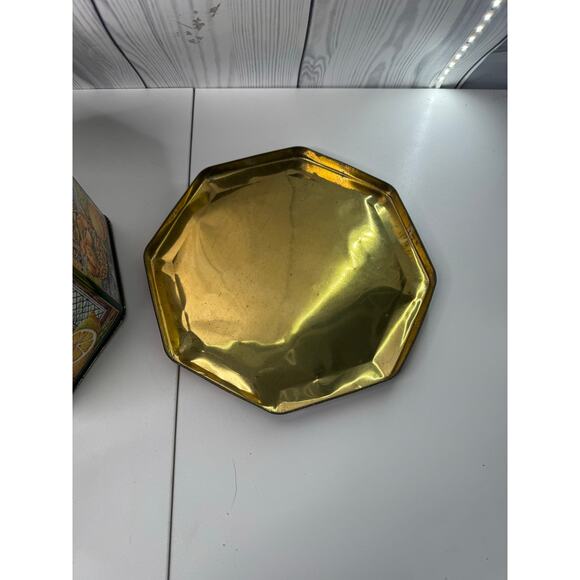 Vintage 1985 Crabtree and Evelyn Octagon Tin Farm Horse Chicken Tall Round - Picture 7 of 12